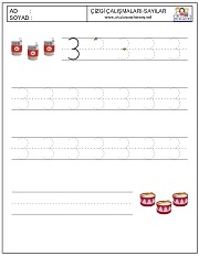 okul öncesi 1 sayısı çizgi çalışması